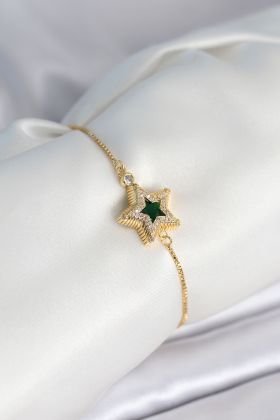 Yıldız Model Asansörlü Gold Renk Kadın Bileklik - TJ-BB8013
