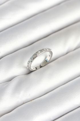 Pirinç Gümüş Renk Zirkon Taşlı Kadın Yüzük - TJ-BYK3902