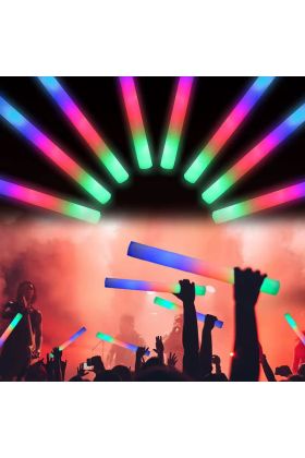 Led Işıklı 3 Modlu Kauçuk Işıklı Sünger Parti Çubuk Sopa - 46 cm (6’lı Paket)
