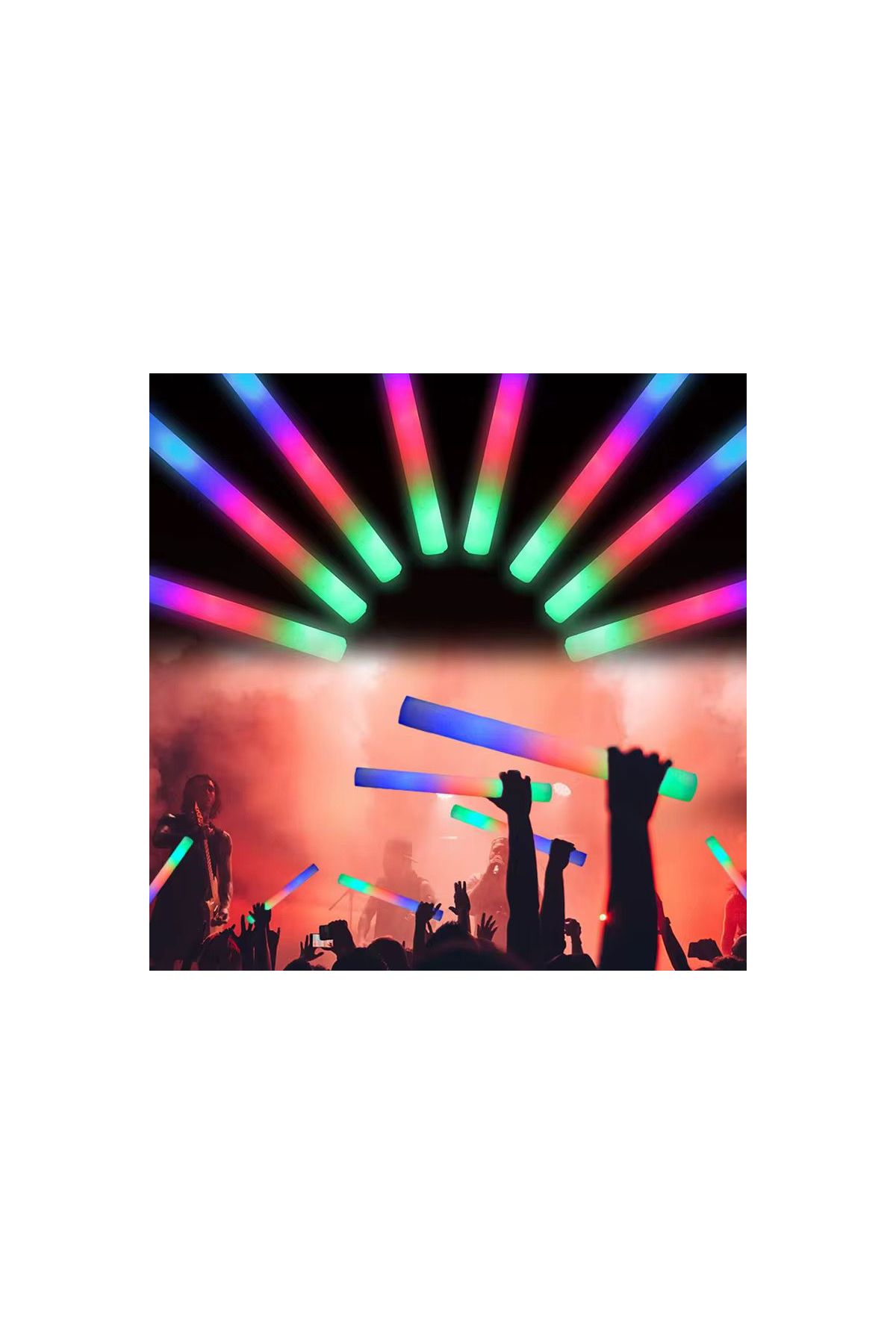 Led Işıklı 3 Modlu Kauçuk Işıklı Sünger Parti Çubuk Sopa - 46 cm (6’lı Paket)