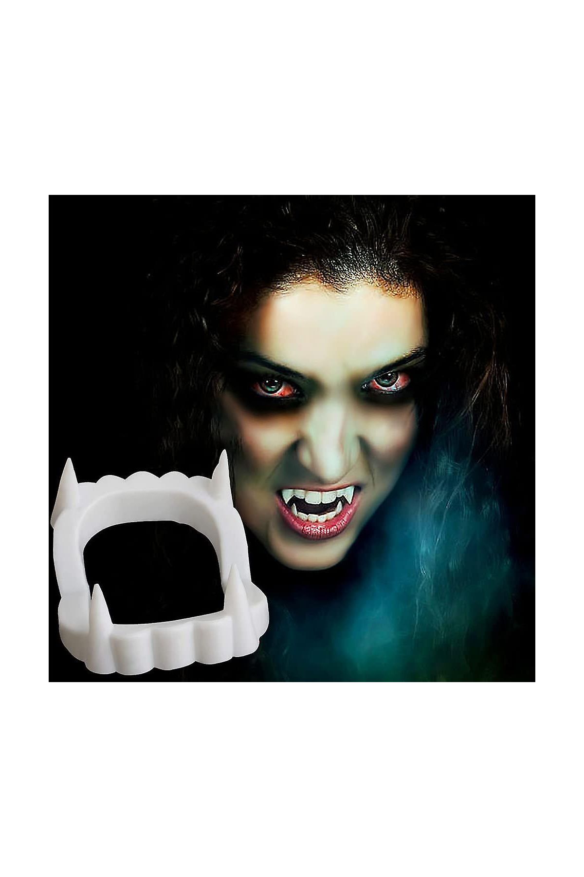 Beyaz Renk Çift Damak Takma Vampir Dişi