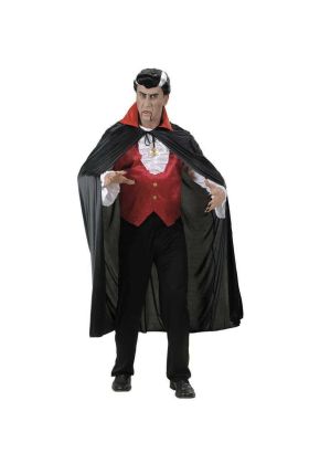Kırmızı Yakalı Siyah Dracula Pelerin 120 cm