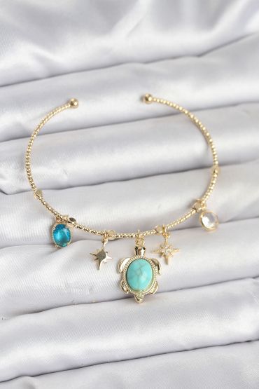 Caretta Caretta Charmlı Gold Renk Kadın Bileklik - TJ-BB8033