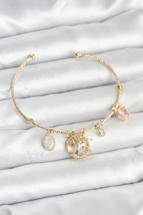 Hayat Ağacı Charmlı Gold Renk Pirinç Kadın Bileklik - TJ-BB8037