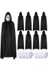 120 cm Siyah Kapüşonlu Pelerin ve Boyanabilir Karton Maske 8’li Set