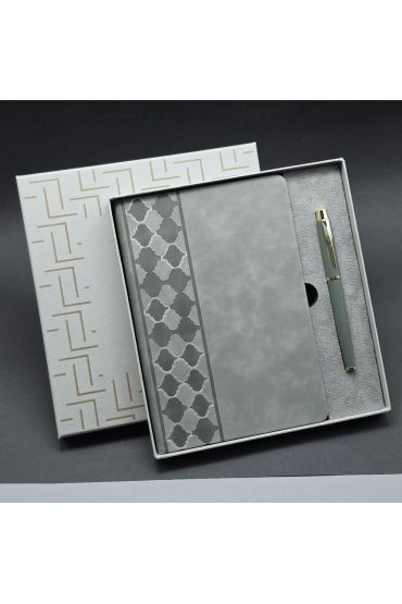 Kutulu Gri Defter Ve Metal Kalem Seti