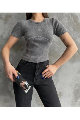 Nakış işlemeli asit yıkamalı bluz