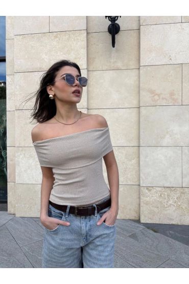 Madonna yaka sıfır kol bluz