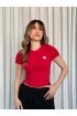 Kalpli kırmızı bluz
