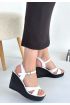 Minna Beyaz Cilt Dolgu Topuk Sandalet