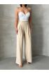 Pileli keten pantolon s255046