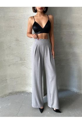 Pileli keten pantolon s255046