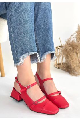 Doran Kırmızı Cilt Topuklu Ayakkabı
