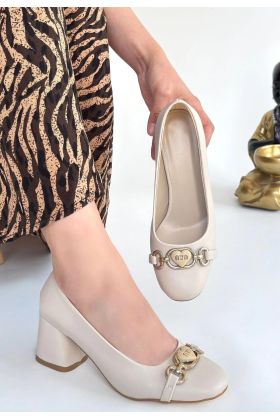 Lucky Bej Cilt Topuklu Ayakkabı