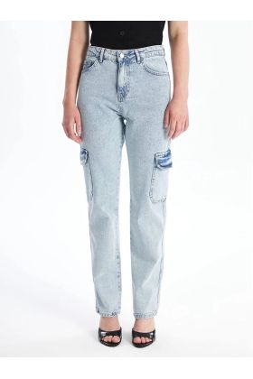 Kargo cep kar yıkama jeans pantolon