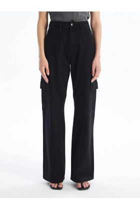 Kargo cep jeans pantolon siyah