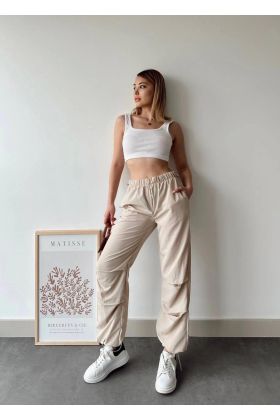 Paraşüt pantolon bej