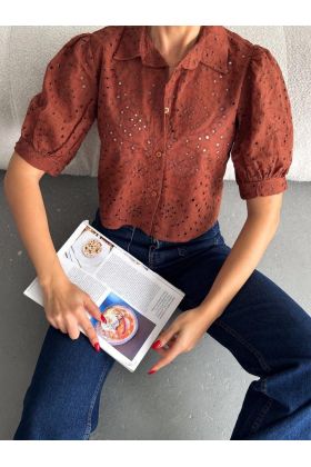 Brodeli crop gömlek s1023