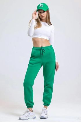 3 iplik şardonlu paça lastikli eşofman yeşil