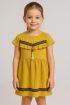 Önü püsküllü boncuk detaylı kız çocuk elbisesi hardal