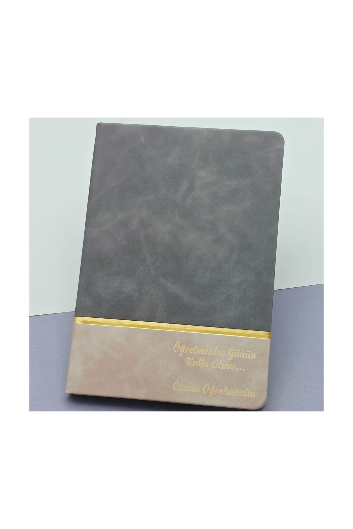Öğretmenler Günü Hediyesi Yazılı Deri Defter Gri