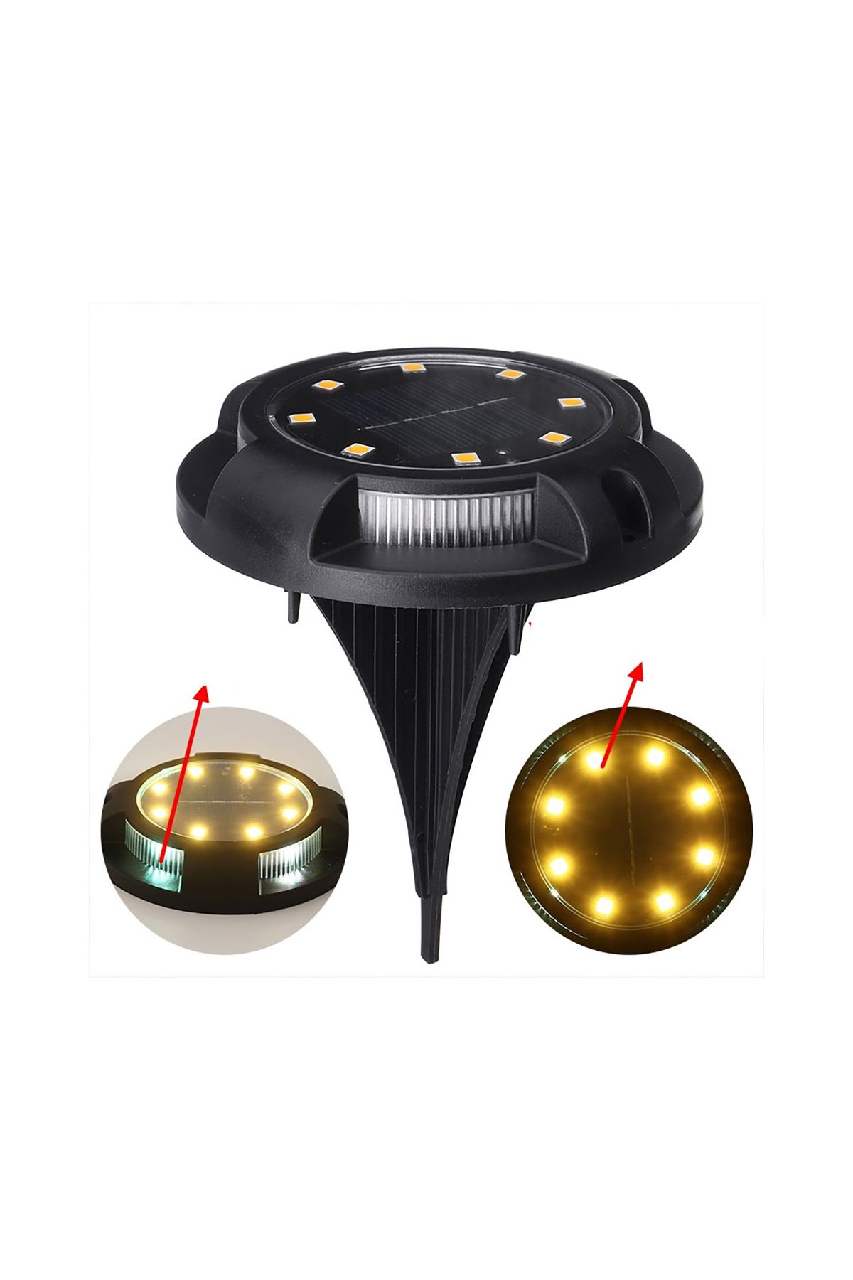 4 lü Solar Panelli Kazıklı Zemin Solar Ledi 8+4 Led Gün Işığı