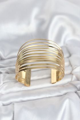 Gold Renk Pirinç Kaburga Model Kadın Bileklik - TJ-BB8065