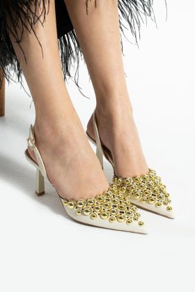 Makay Bej Rugan Topuklu Ayakkabı