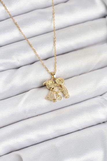 316L Çelik Zincir Gold Renk Erkek Kız Model Kadın Kolye - TJ-BKO10617