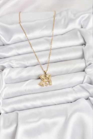 316L Çelik Zincir Gold Renk Erkek Kız Model Kadın Kolye - TJ-BKO10617