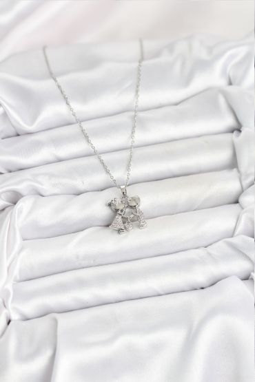 316L Çelik Zincir Gümüş Renk Erkek Kız Model Kadın Kolye - TJ-BKO10618