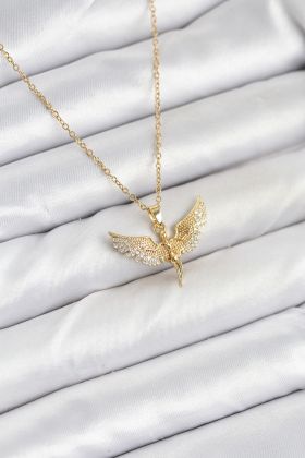 316L Çelik Zincir Gold Renk Melek Model Kadın Kolye - TJ-BKO10621