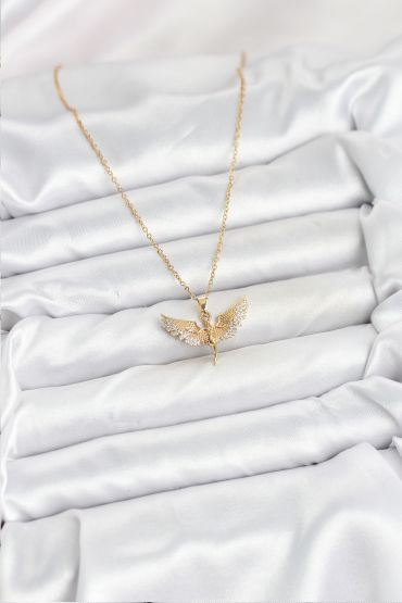 316L Çelik Zincir Gold Renk Melek Model Kadın Kolye - TJ-BKO10621