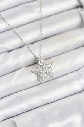 316L Çelik Zincir Gümüş Renk Yıldız Model Kadın Kolye - TJ-BKO10624