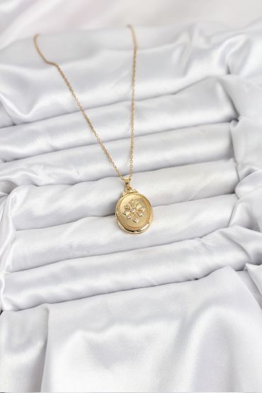 316L Çelik Zincir Gold Renk Kapaklı Açılabilir Model Kadın Kolye - TJ-BKO10626