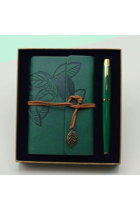 Yeşil Renk Defter Kalem Kutulu Set