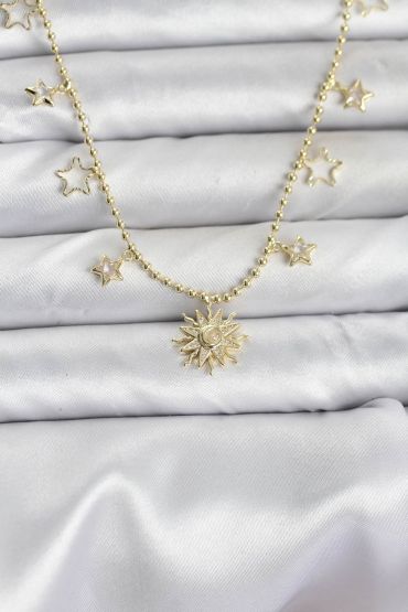 Pirinç Gold Renk Güneş Model Kadın Kolye - TJ-BKO10645