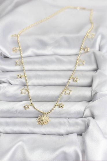 Pirinç Gold Renk Güneş Model Kadın Kolye - TJ-BKO10645