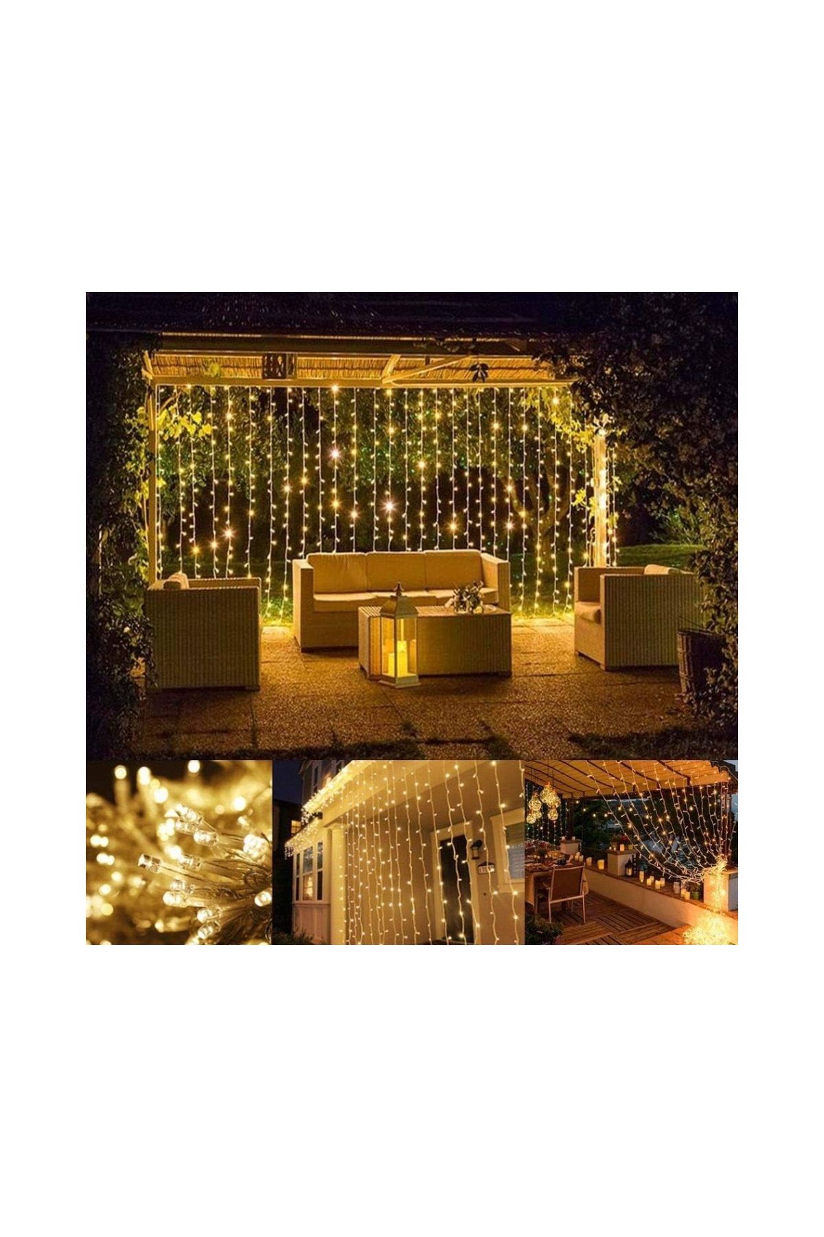 2 x 2 Perde Led Sarı Işık