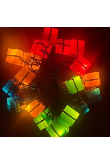 4 Metre 20 Led Pilli 2 Kademeli Hediye Kutusu Yılbaşı Ağacı Süsü Led Işık MZ-2