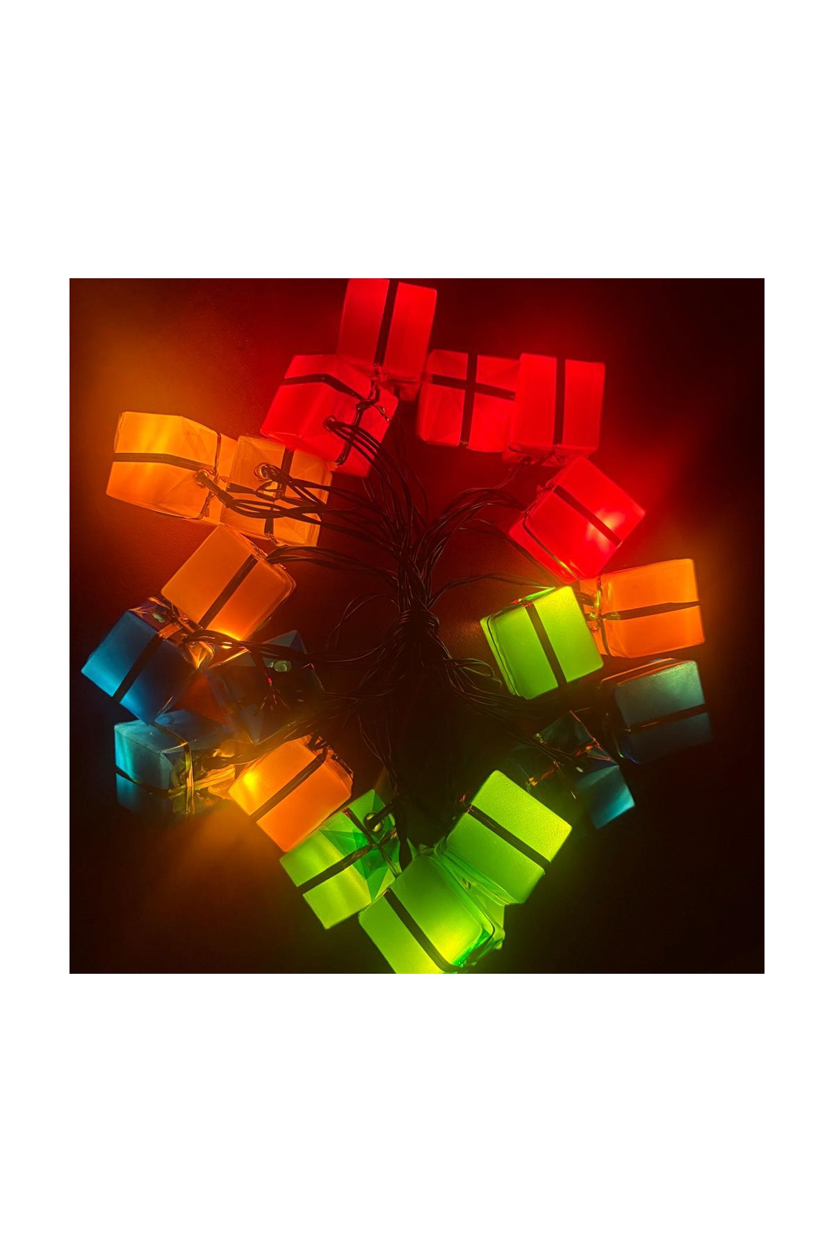 4 Metre 20 Led Pilli 2 Kademeli Hediye Kutusu Yılbaşı Ağacı Süsü Led Işık MZ-2