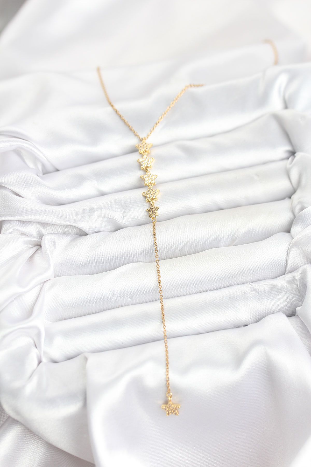 316L Çelik Zincir Gold Renk Yıldız Model Y Kolye - TJ-BKO10660