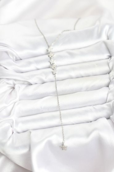 316L Çelik Zincir Gümüş Renk Yıldız Model Y Kolye - TJ-BKO10661