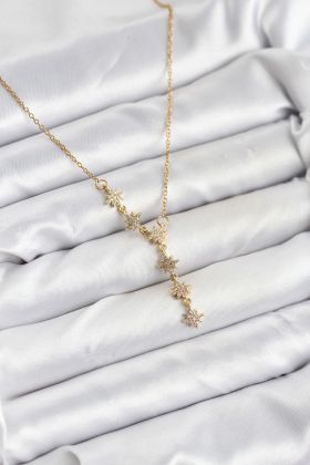 316L Çelik Zincir Gold Renk Kutup Yıldızı Model Kadın Kolye - TJ-BKO10664