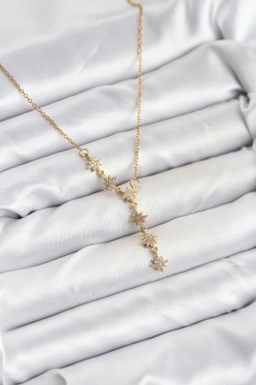 316L Çelik Zincir Gold Renk Kutup Yıldızı Model Kadın Kolye - TJ-BKO10664
