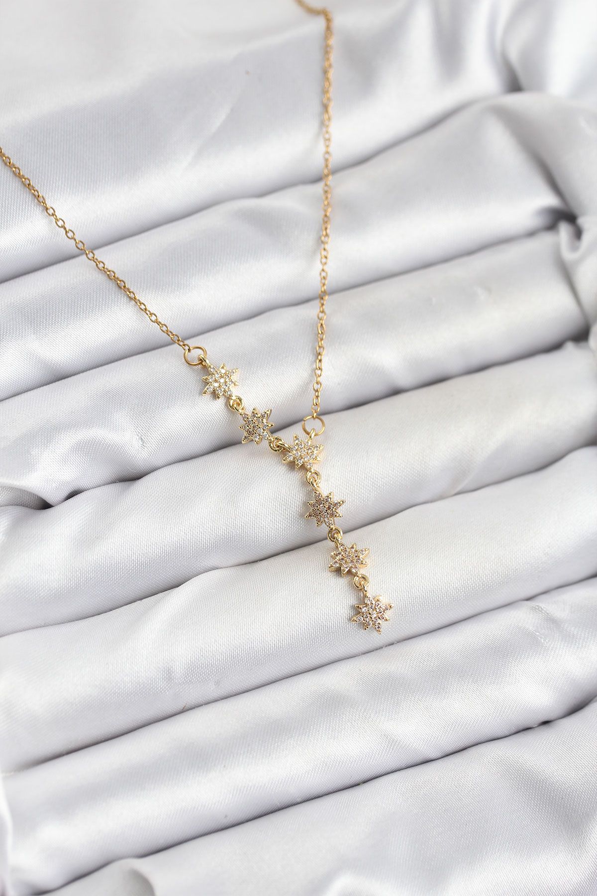 316L Çelik Zincir Gold Renk Kutup Yıldızı Model Kadın Kolye - TJ-BKO10664