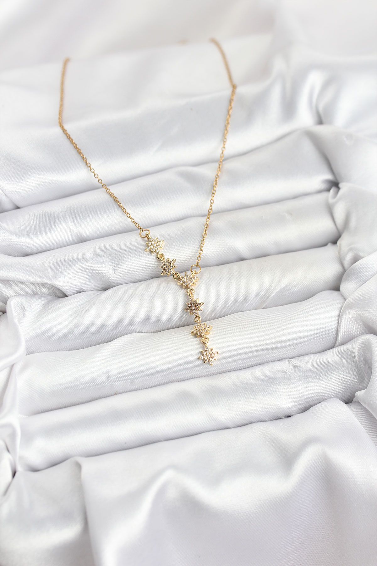 316L Çelik Zincir Gold Renk Kutup Yıldızı Model Kadın Kolye - TJ-BKO10664