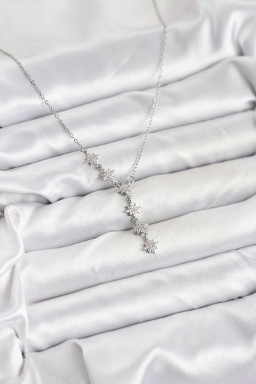 316L Çelik Zincir Gümüş Renk Kutup Yıldızı Model Kadın Kolye - TJ-BKO10665
