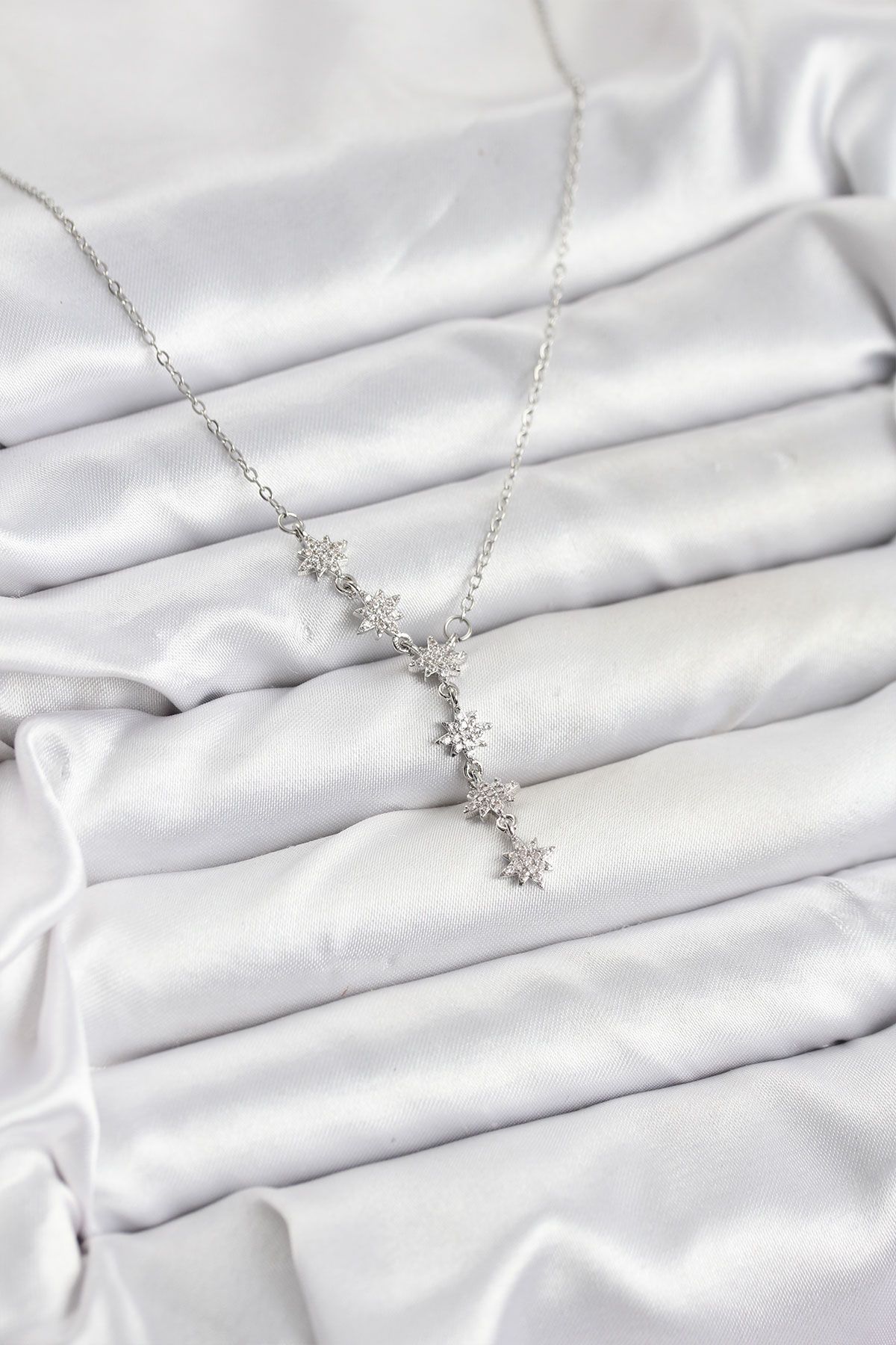 316L Çelik Zincir Gümüş Renk Kutup Yıldızı Model Kadın Kolye - TJ-BKO10665