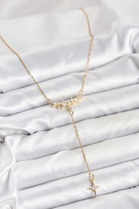 316L Çelik Zincir Gold Renk Yıldız Model Y Kadın Kolye - TJ-BKO10666